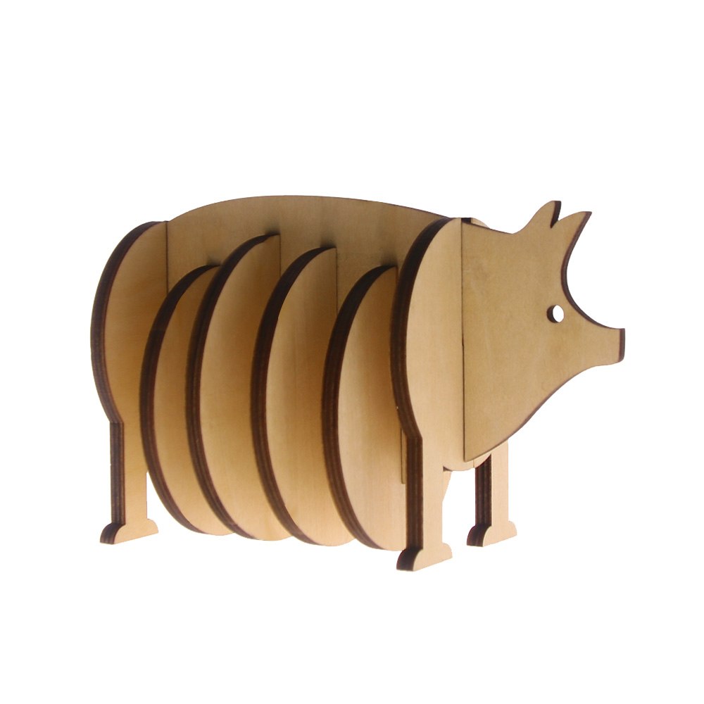 7Pieces/Set Creative Wooden Pin Coaster Pig Model Coffee Tea Milk Cup Mats Unique Table Decor Kitchen Placemat by Woody Signs Co. - Handmade Crafted Unique Wooden Creative