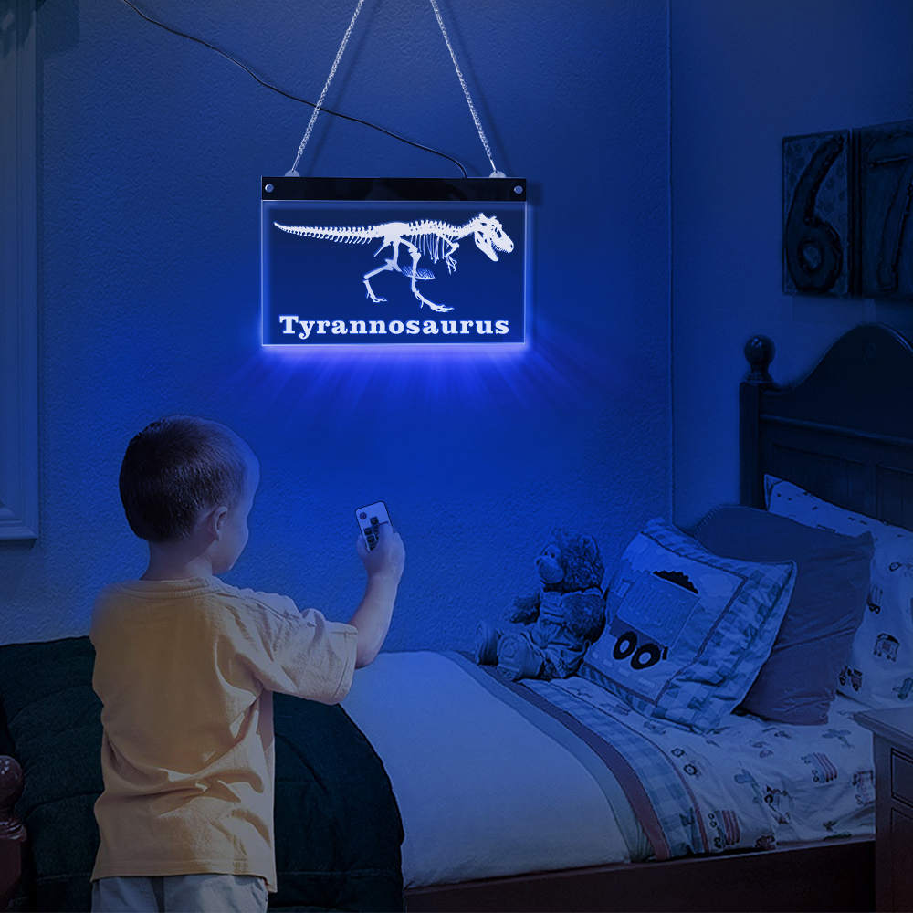Tyrannosaurus Rex Skeleton LED Neon Sign Museum LED Lighting Wall Sign Dinosaur T-Rex Acrylic LED Edge Lighting Art by Woody Signs Co. - Handmade Crafted Unique Wooden Creative
