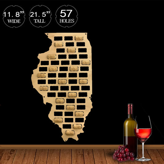 Illinois State of USA  Cork Map Illinois State Sign Wooden Cutout  Deco Map  for  Lovers Collector Display by Woody Signs Co. - Handmade Crafted Unique Wooden Creative