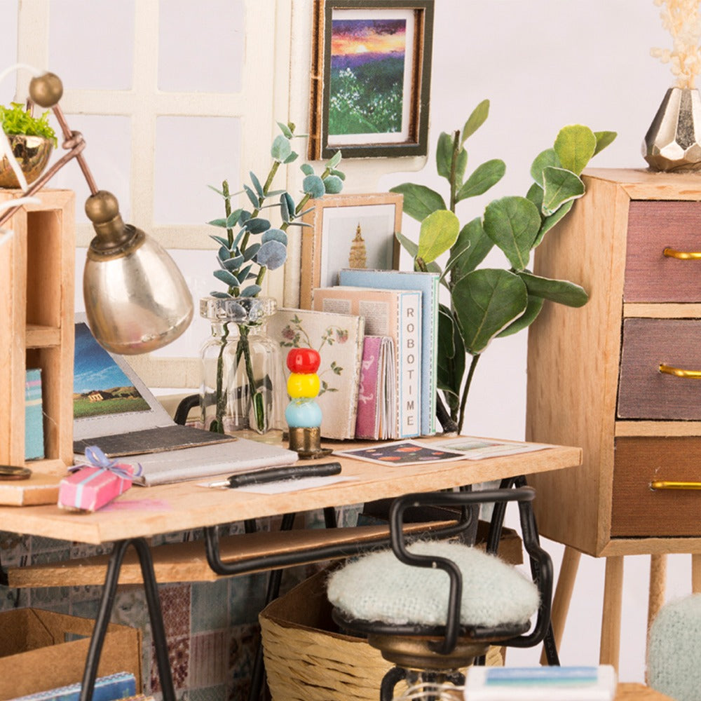 DIY Soho Time with Furnitures Miniature Wooden Doll House Gift DGM01 by Woody Signs Co. - Handmade Crafted Unique Wooden Creative