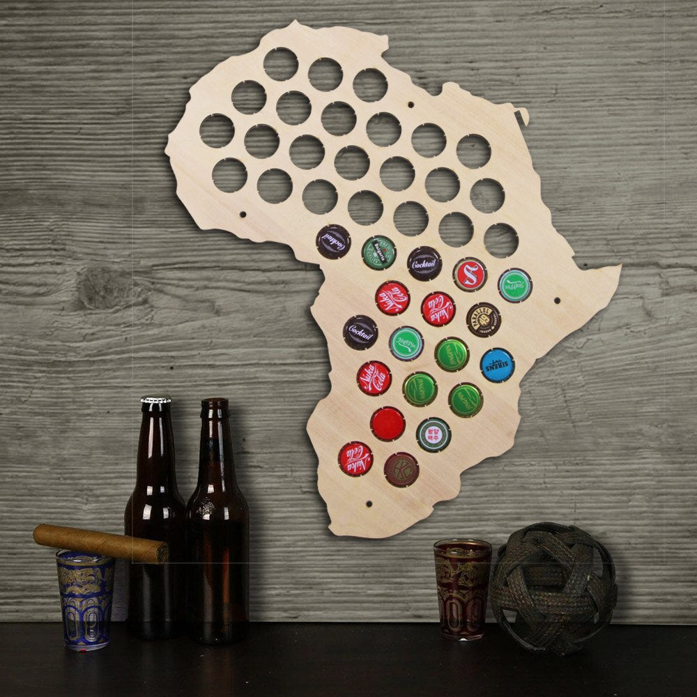 Africa Cap Map Wooden Craft Cap Display Art Wood Craft Novelty Gifts For Lover Cap Collector by Woody Signs Co. - Handmade Crafted Unique Wooden Creative