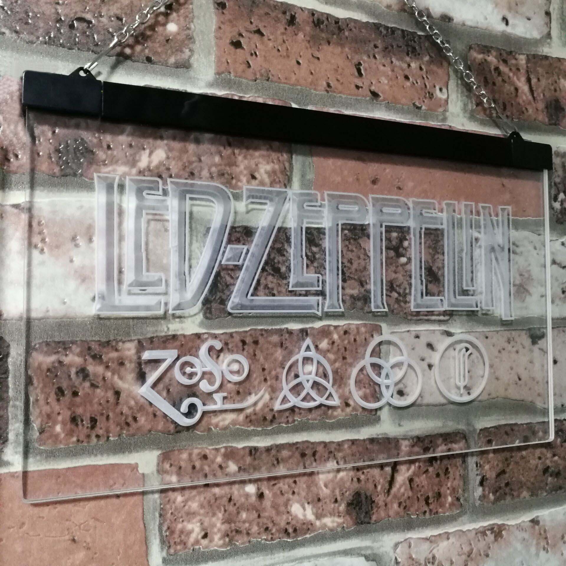 Led Zeppelin Band Music Bar Decoration Gift Dual Color Led Neon Light Signs st6-c0002 by Woody Signs Co. - Handmade Crafted Unique Wooden Creative