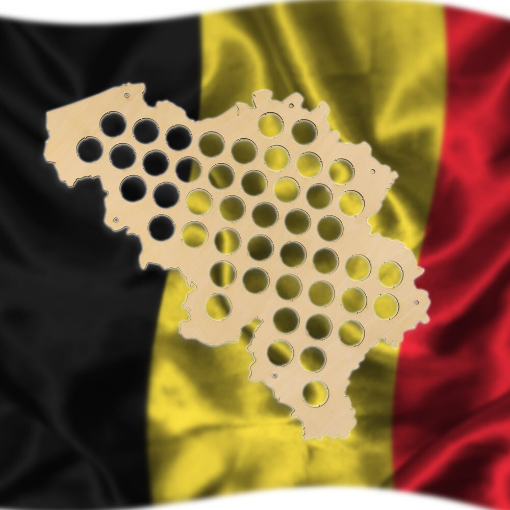 Belgium Cap Map Wood Laser Engraved Craft Hanging Wooden Map Map For Cap Collector by Woody Signs Co. - Handmade Crafted Unique Wooden Creative