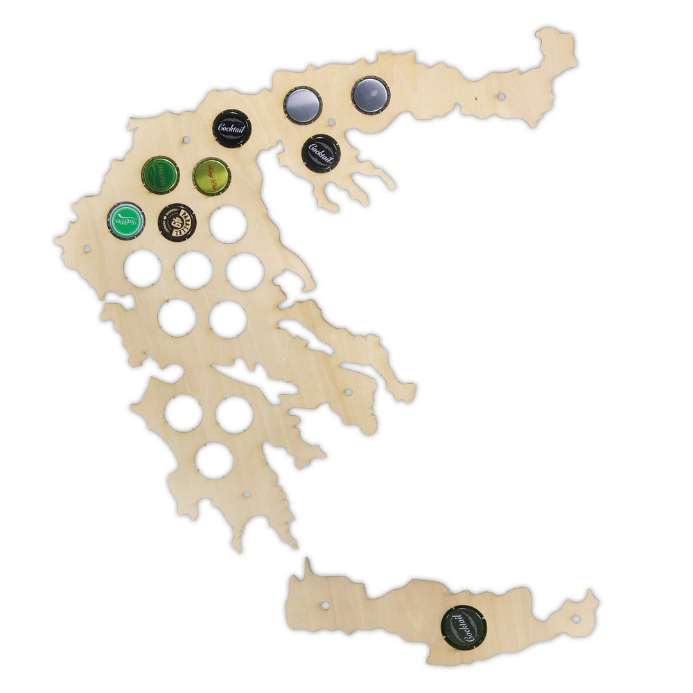 Caps Collection Gadgets Greece Bottle Cap Map Wooden Laser Engraved Maps Decoration by Woody Signs Co. - Handmade Crafted Unique Wooden Creative
