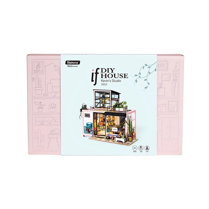 New DIY Kevin's Studio with Furniture Miniature Wooden Doll House DG13 by Woody Signs Co. - Handmade Crafted Unique Wooden Creative
