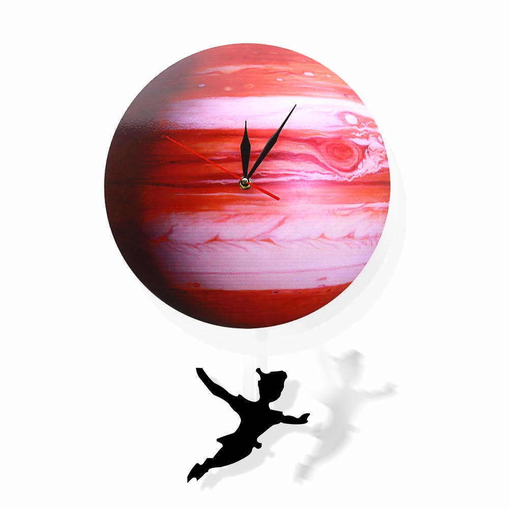 Swinging on The Jupiter Planet Wall Clock Bedroom Solar System Astronomy Decoration Space Pendulum Swinging Wall Clock by Woody Signs Co. - Handmade Crafted Unique Wooden Creative
