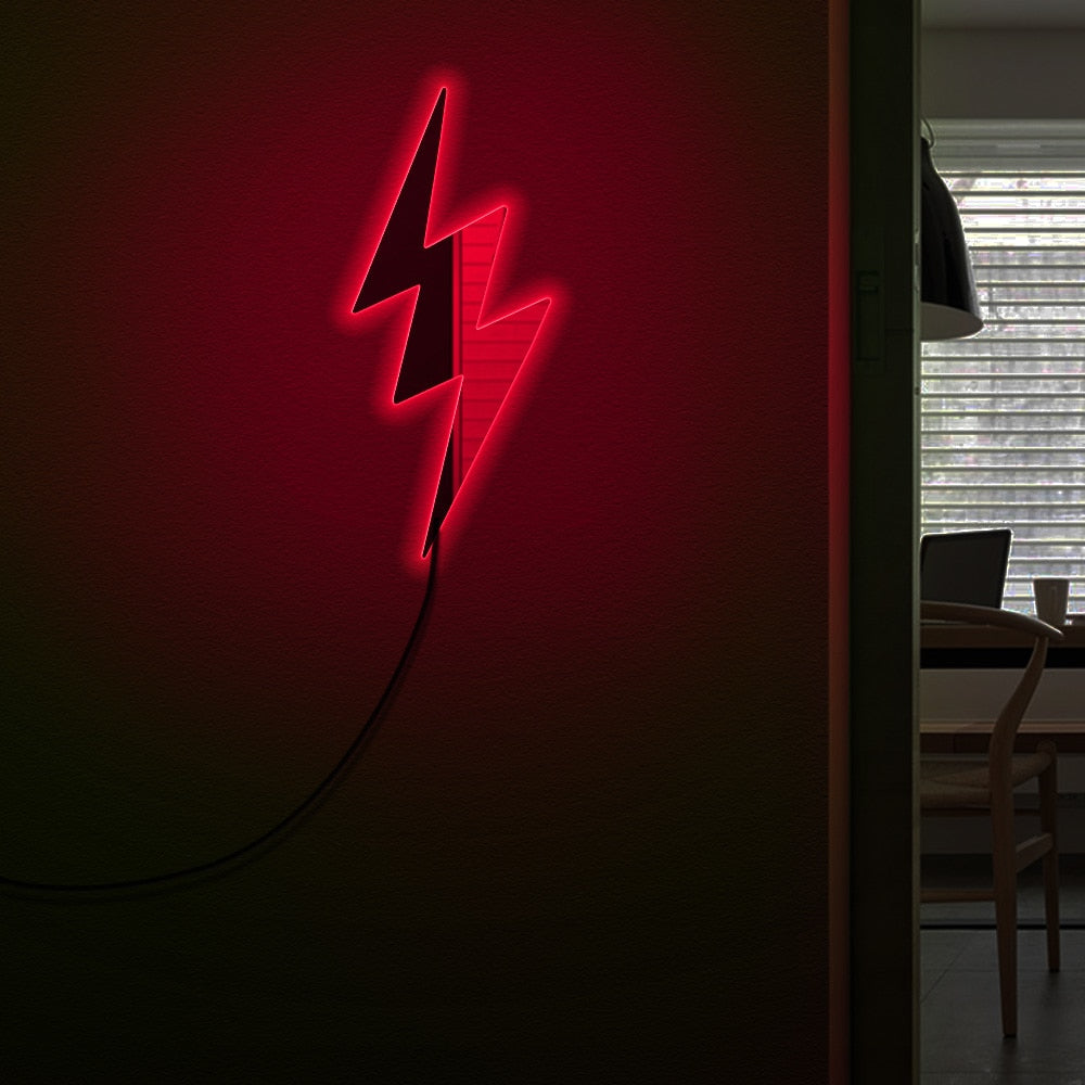 Lightning Bolt Mirror With LED illumination Contemprorary Lightning Sign Acrylic Mirror For Living Room by Woody Signs Co. - Handmade Crafted Unique Wooden Creative