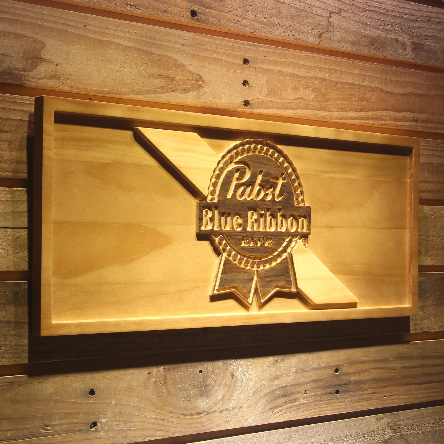 Pabst Blue Ribbon 3D Wooden Bar Signs by Woody Signs Co. - Handmade Crafted Unique Wooden Creative