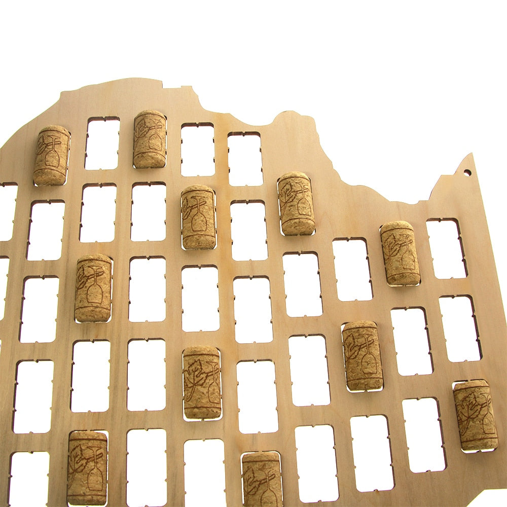 Illinois State of USA Cork Map Illinois State Sign Wooden Cutout Deco Map for Lovers Collector Display by Woody Signs Co. - Handmade Crafted Unique Wooden Creative