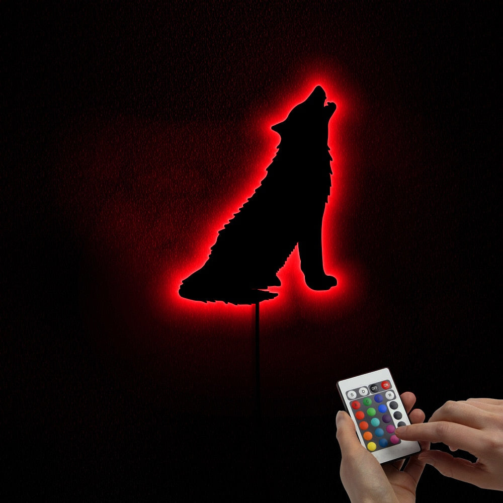 Forest Wolf Howling Acrylic Wall Mirror Wolf Totem Tribal Animal Luminous Wall Mirror Wolf Lovers Man Cave Room Decor by Woody Signs Co. - Handmade Crafted Unique Wooden Creative