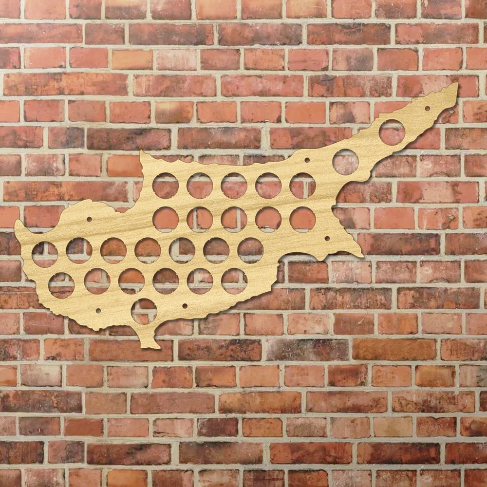 Cyprus Cap Map Wooden Craft Cap Display Wall Art Wood Lover Cap Collectors Gift Drink Up Cap Trap Hanger by Woody Signs Co. - Handmade Crafted Unique Wooden Creative