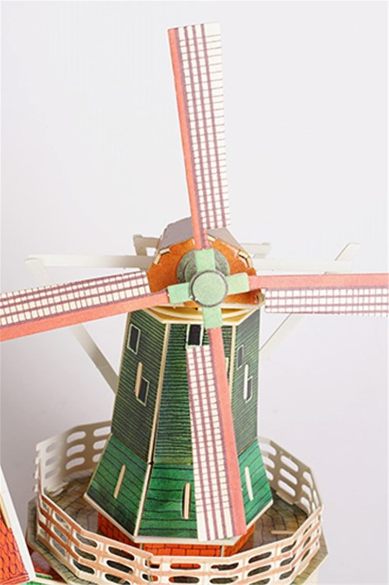 New DIY Dutch Windmill Doll House with Led Light Miniature Wooden SJ305 by Woody Signs Co. - Handmade Crafted Unique Wooden Creative