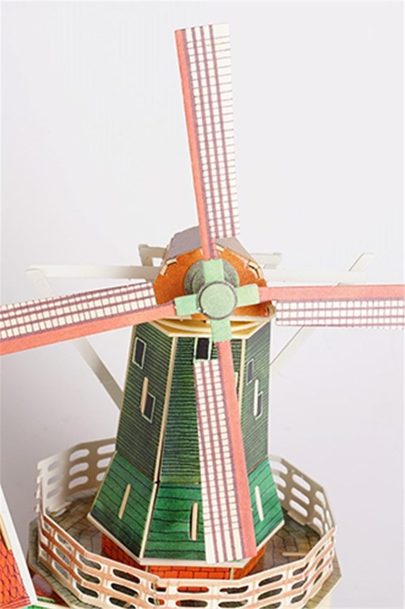 New DIY Dutch Windmill Doll House with Led Light Miniature Wooden SJ305 by Woody Signs Co. - Handmade Crafted Unique Wooden Creative