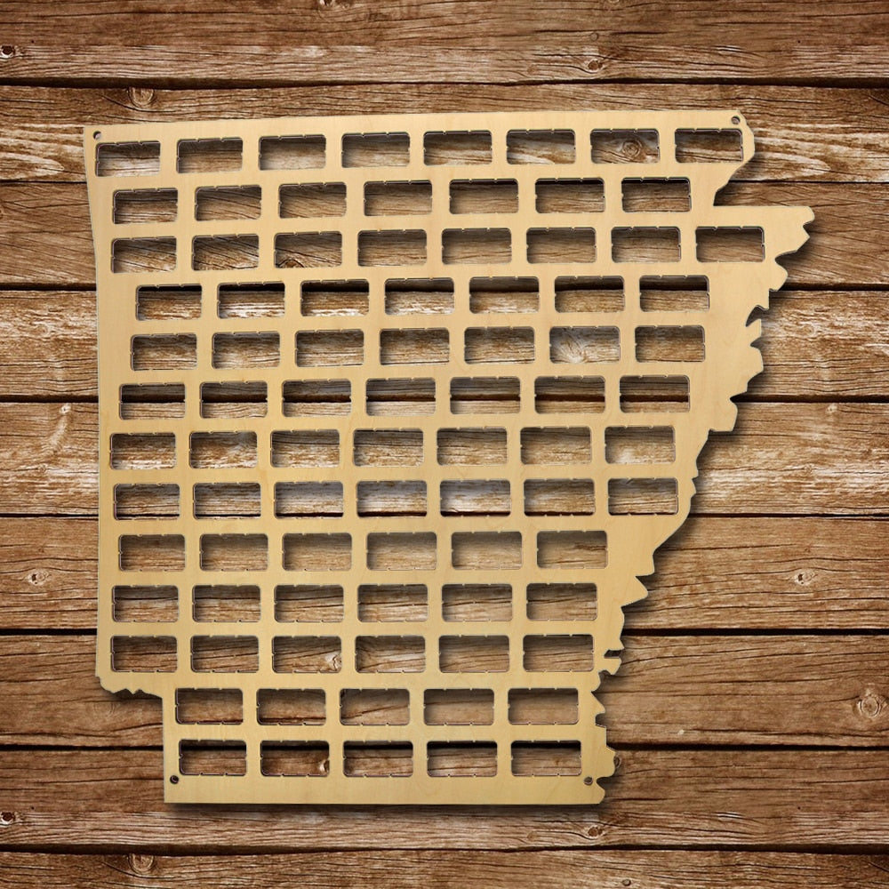 US Country State Wooden Cork Map Arkansas Cork Reused Wall Display Map Cap Mancave Home Bar s by Woody Signs Co. - Handmade Crafted Unique Wooden Creative
