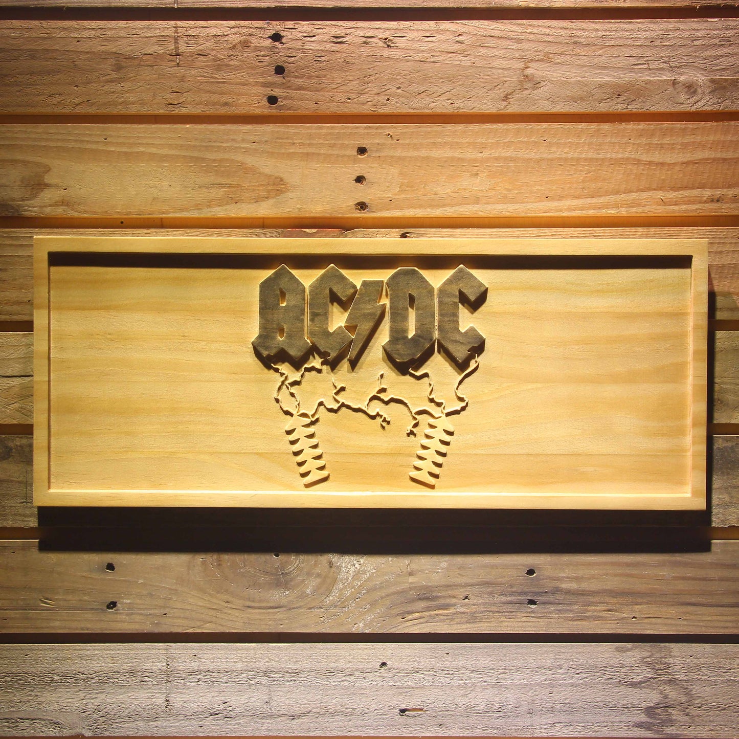 ACDC AC/CD 3D Wooden Bar Signs by Woody Signs Co. - Handmade Crafted Unique Wooden Creative