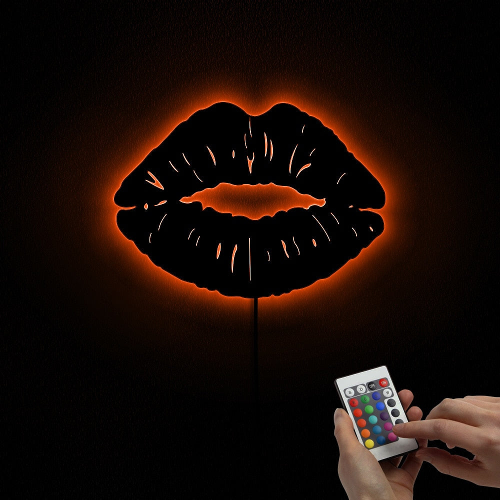 Sexy Hot Lip Luminous Wall Mirror For Girl Bedroom Kiss Lip Bite Frameless Acrylic Mirror With LED Backlight For Her by Woody Signs Co. - Handmade Crafted Unique Wooden Creative