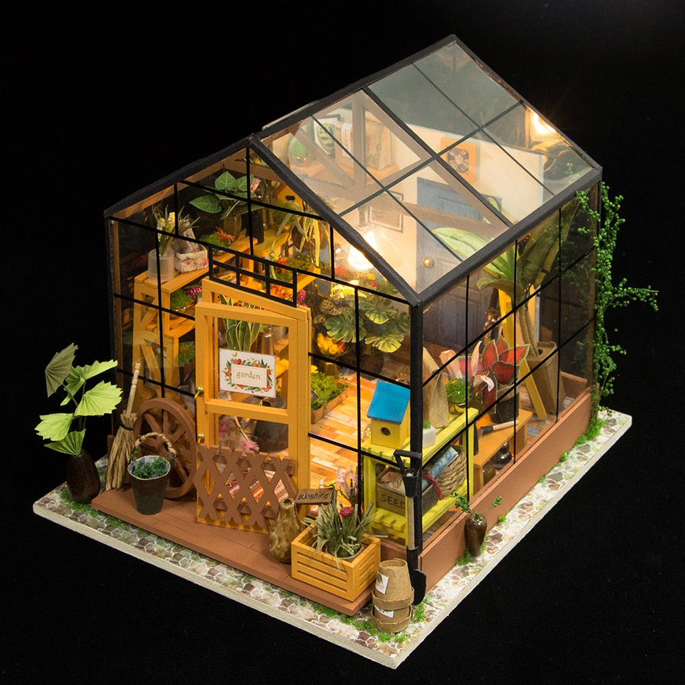 Miniature Doll House DIY Kathy's Green Garden with Furniture DG104 by Woody Signs Co. - Handmade Crafted Unique Wooden Creative