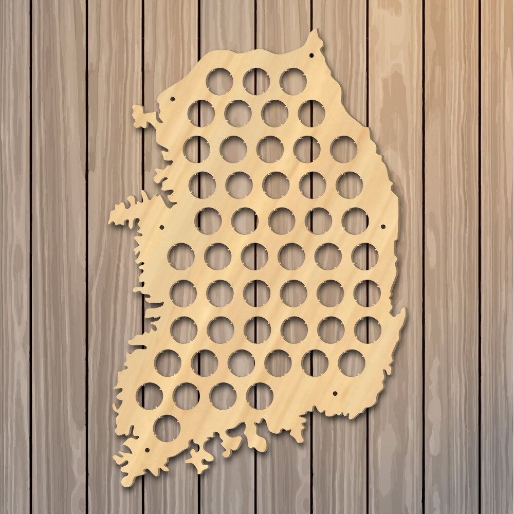 Pub Wooden Wall Sign Map Of Korea Republic Of Korea Cap Map Bottle Cap Display Holder Man Cave Lovers Gift by Woody Signs Co. - Handmade Crafted Unique Wooden Creative