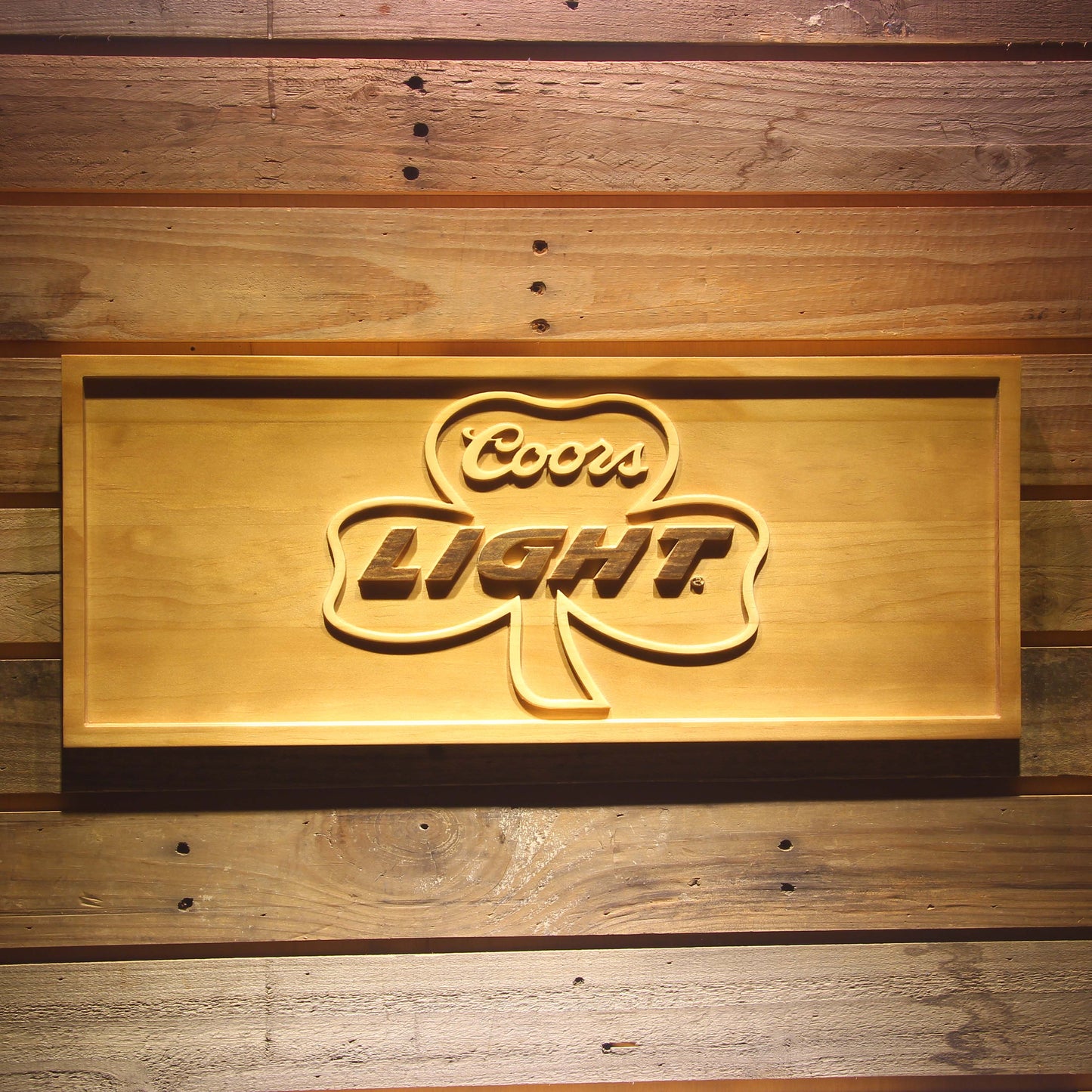 Coors Light Shamrock 3D Wooden Bar Signs by Woody Signs Co. - Handmade Crafted Unique Wooden Creative