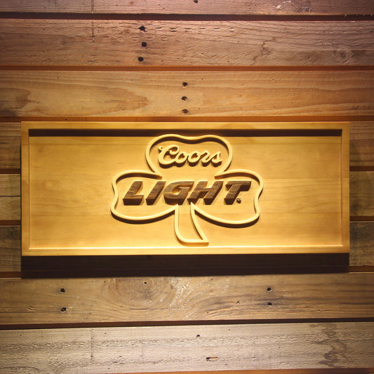 Coors Light Shamrock  3D Wooden Bar Signs by Woody Signs Co. - Handmade Crafted Unique Wooden Creative