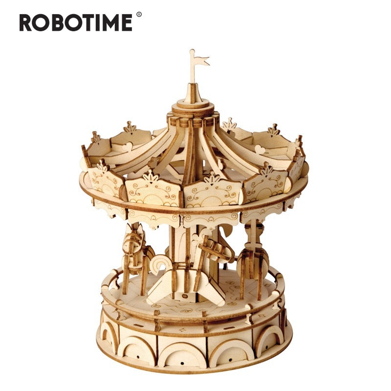 DIY 3D Wooden Merry-Go-Round Puzzle Game Gift for Kid Friend Nice Decor Popular TG404 (Merry-Go-Round) by Woody Signs Co. - Handmade Crafted Unique Wooden Creative