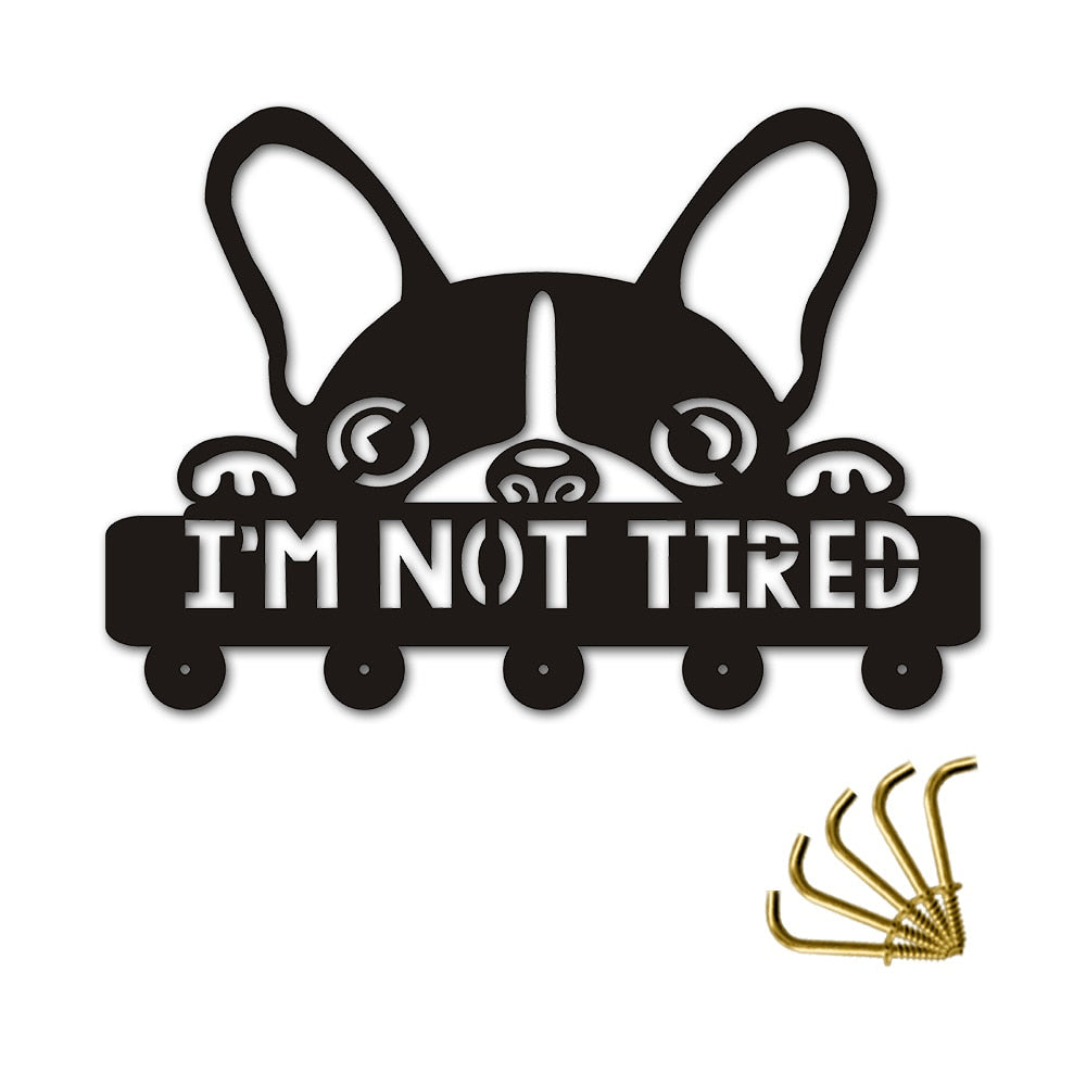 Boston Terrier I am Not Tired Wall Hooks Creative Lovely Dog Silihouette Hanger Unique Gift For Dog Lover by Woody Signs Co. - Handmade Crafted Unique Wooden Creative