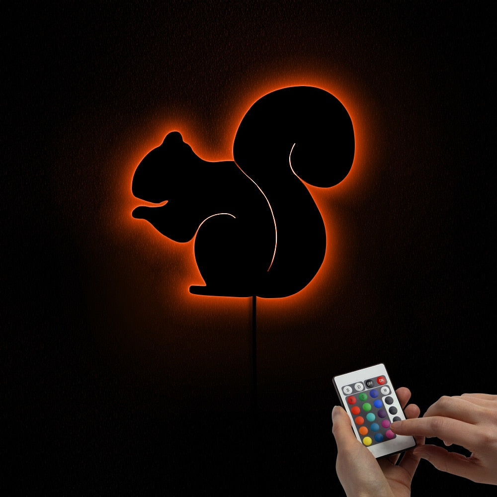 Squirrel Nursery Handmade Acrylic Wall Mirror Forest Animal Mirror with LED Backlights by Woody Signs Co. - Handmade Crafted Unique Wooden Creative