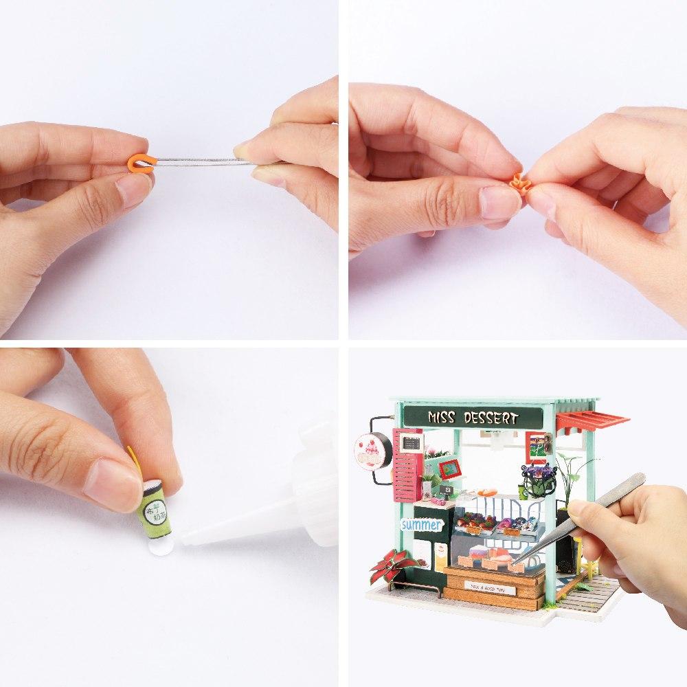 DIY Ice Cream Station with Furniture Miniature Wooden Doll House Model DGM06 by Woody Signs Co. - Handmade Crafted Unique Wooden Creative