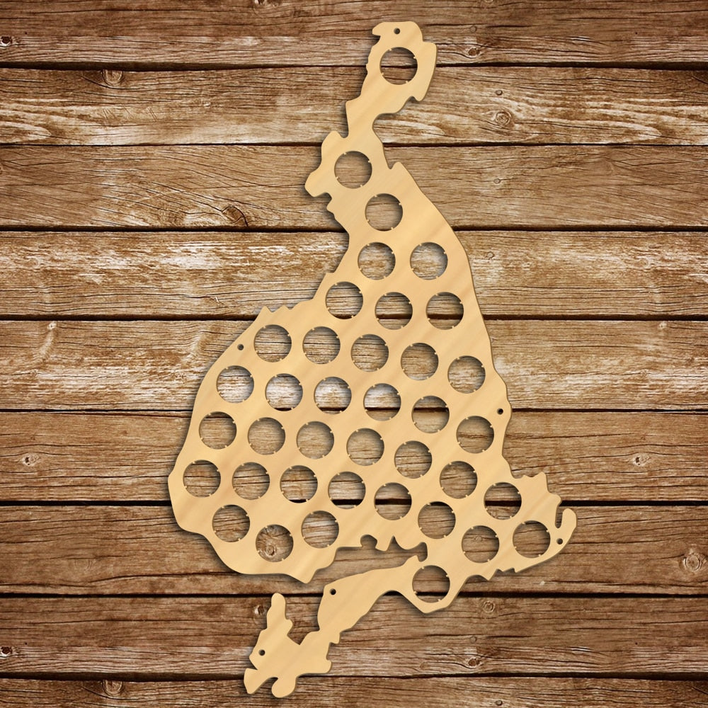 Vestmannaeyjar Shaped Cap Map Iceland Westman Islands Cap Collector Wood Map Display Geographical by Woody Signs Co. - Handmade Crafted Unique Wooden Creative