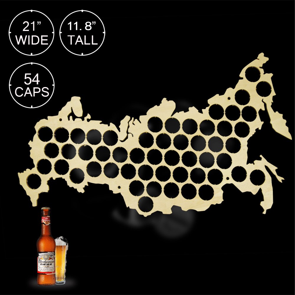 Creative Wooden Cap Maps Bottle Caps Map of Russia Board Wall Art For Cap Collector Drinker by Woody Signs Co. - Handmade Crafted Unique Wooden Creative