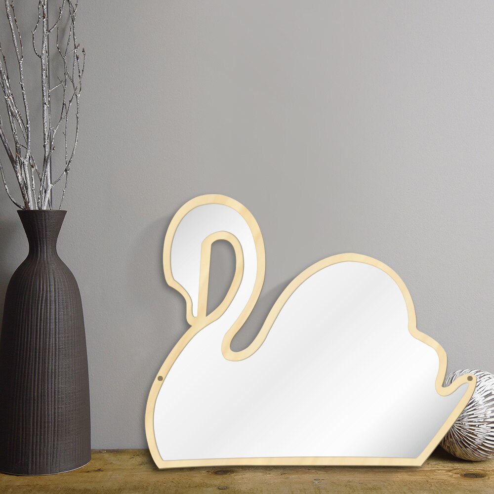 Sleeping Swan Wall Mirror Wood And Acrylic Make-up Mirror Kids Room Swan Princess Wall Mirror For Living Room by Woody Signs Co. - Handmade Crafted Unique Wooden Creative