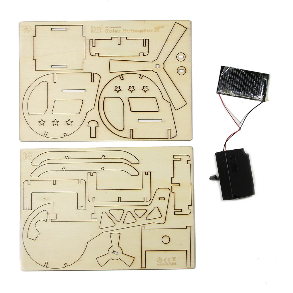 Wooden DIY Solar Power Helicopter Eco-friendly Educational Puzzle DIY Assemble Toys Gifts For Childrens by Woody Signs Co. - Handmade Crafted Unique Wooden Creative