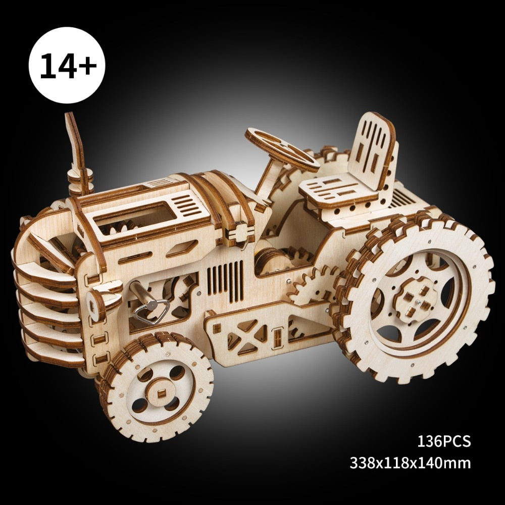 Creative DIY Gear Drive Tractor 3D Wooden Hobbies Gift for LK401 by Woody Signs Co. - Handmade Crafted Unique Wooden Creative