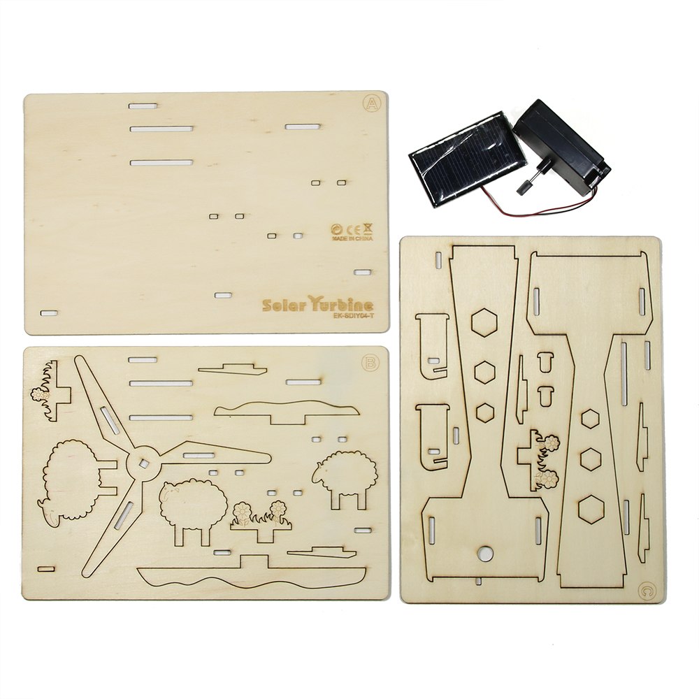 Eco-friendly Educational DIY Solar Power Turbine 3D Wooden Windmill Puzzle DIY Assemble Toys Table Decor by Woody Signs Co. - Handmade Crafted Unique Wooden Creative