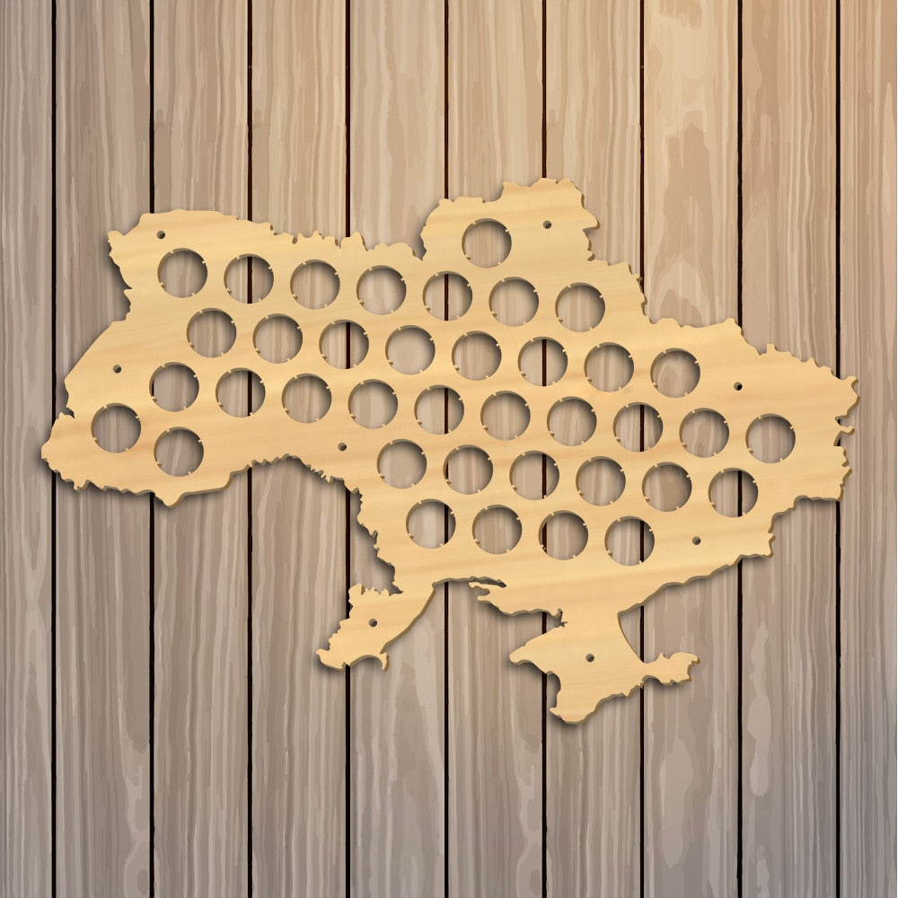 Ukraine Cap Map Pub Bar Wooden Wall Sign Bottle Cap Display Holder Patriotic Ukraine Map Man Cave Lovers Gift by Woody Signs Co. - Handmade Crafted Unique Wooden Creative