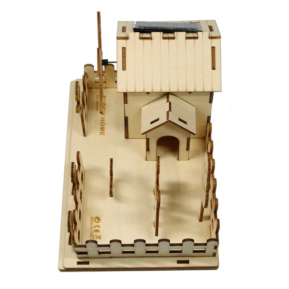 Solar Windmill House Wooden DIY Toys Eco-friendly DIY Assemble Toys Gifts For Children Table by Woody Signs Co. - Handmade Crafted Unique Wooden Creative