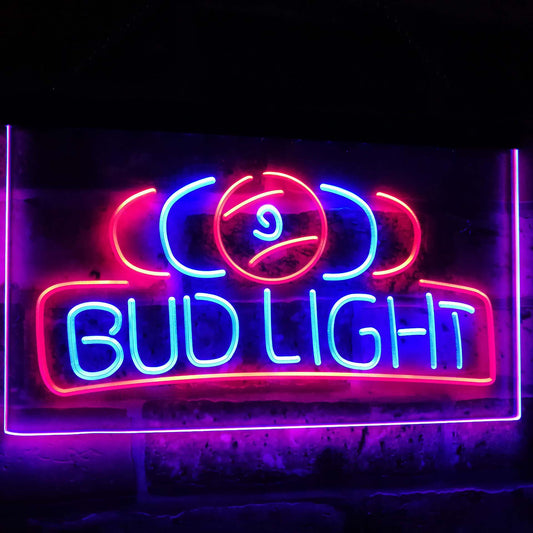 Bud Light Pool Room 9 Ball Snooker Billiard Dual Color Led Neon Light Signs st6-a2056 by Woody Signs Co. - Handmade Crafted Unique Wooden Creative