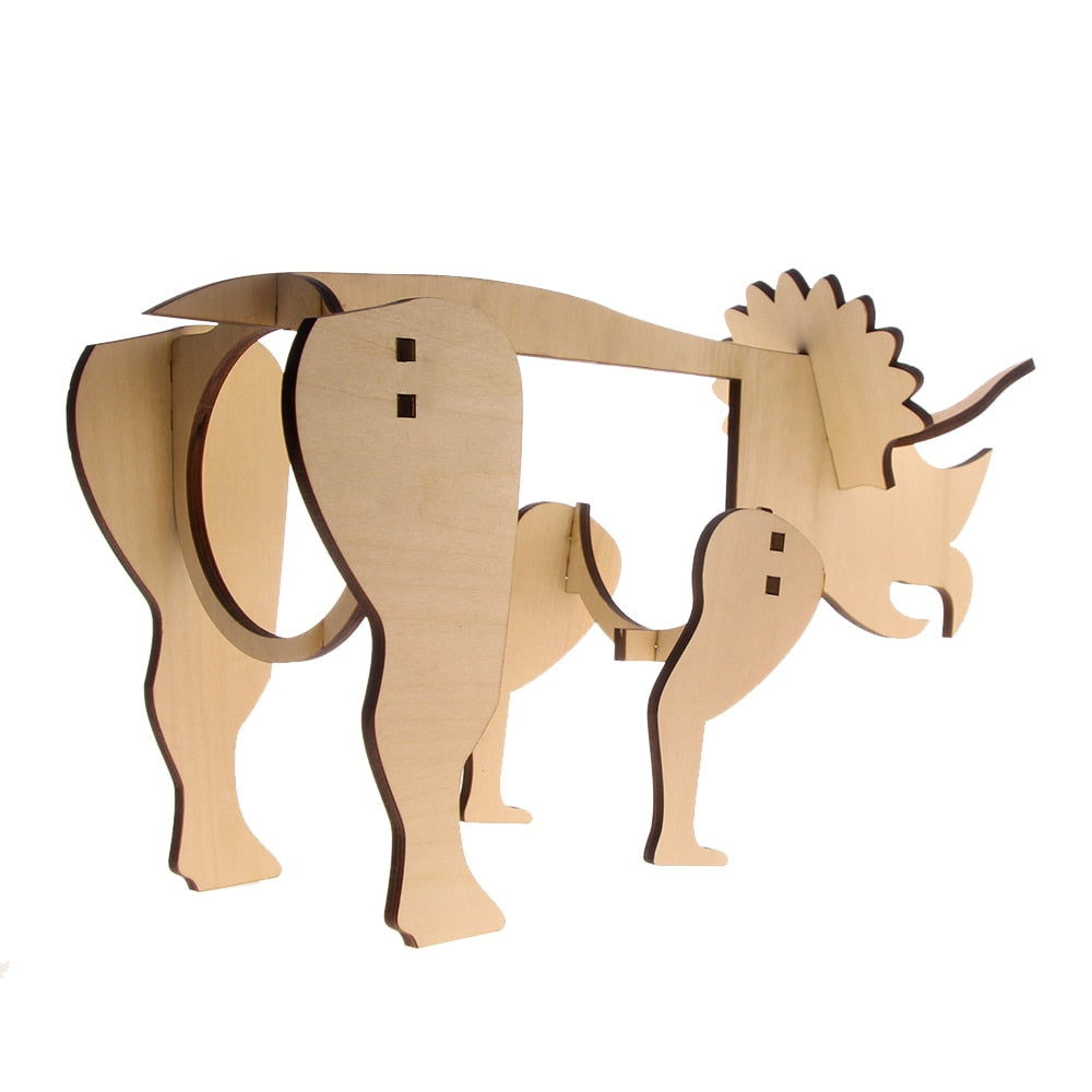 Wooden Stand Dinosaur Triceratops Bottle Holder Storage Minimalist Modern Best Lover by Woody Signs Co. - Handmade Crafted Unique Wooden Creative