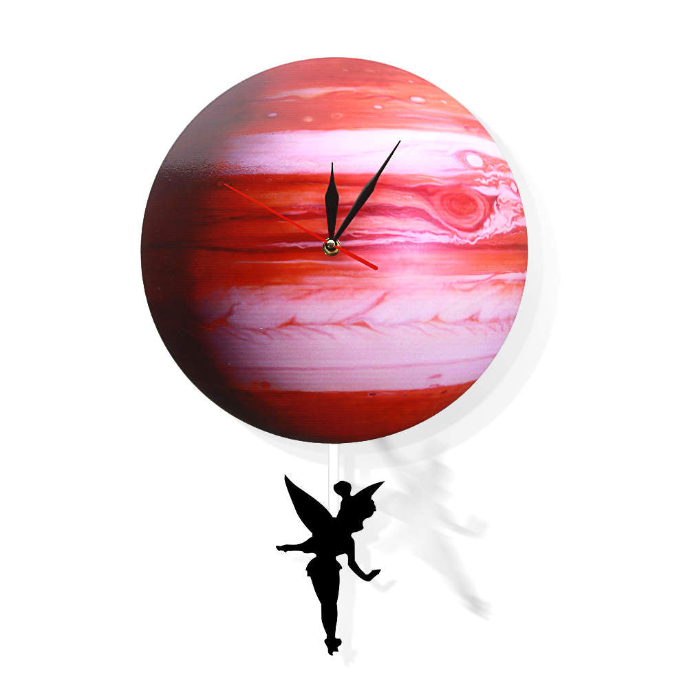 Swinging on The Jupiter Planet Wall Clock Bedroom Solar System Astronomy Decoration Space Pendulum Swinging Wall Clock by Woody Signs Co. - Handmade Crafted Unique Wooden Creative
