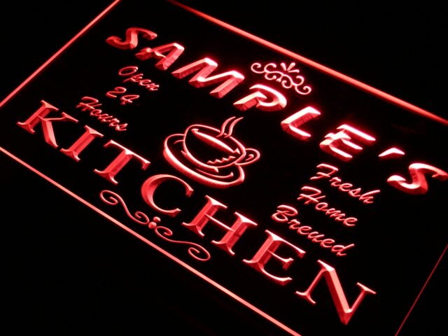 pc Name Custom Mom Kitchen Bar Neon Light Signs with On/Off Switch 7 Colors 4 Sizes by Woody Signs Co. - Handmade Crafted Unique Wooden Creative