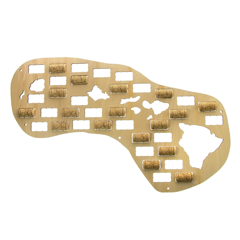 U.S. State of Hawaii Cork Wall Display Map Hawaii Shaped Handcrafted Wooden Hawaii Island by Woody Signs Co. - Handmade Crafted Unique Wooden Creative