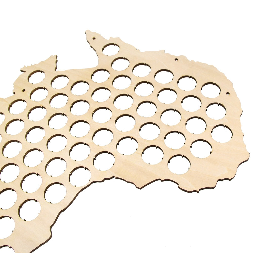 Australia Hanging Wooden Map Creative Cap Map For Cap Collector Modern Design ation Accessories by Woody Signs Co. - Handmade Crafted Unique Wooden Creative