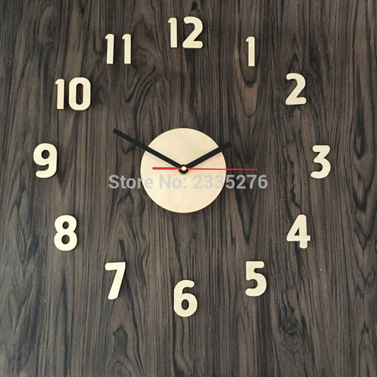 DIY Wall Clock Adhensive Wooden Surface Large Number Wall Clock Watch Sticker by Woody Signs Co. - Handmade Crafted Unique Wooden Creative