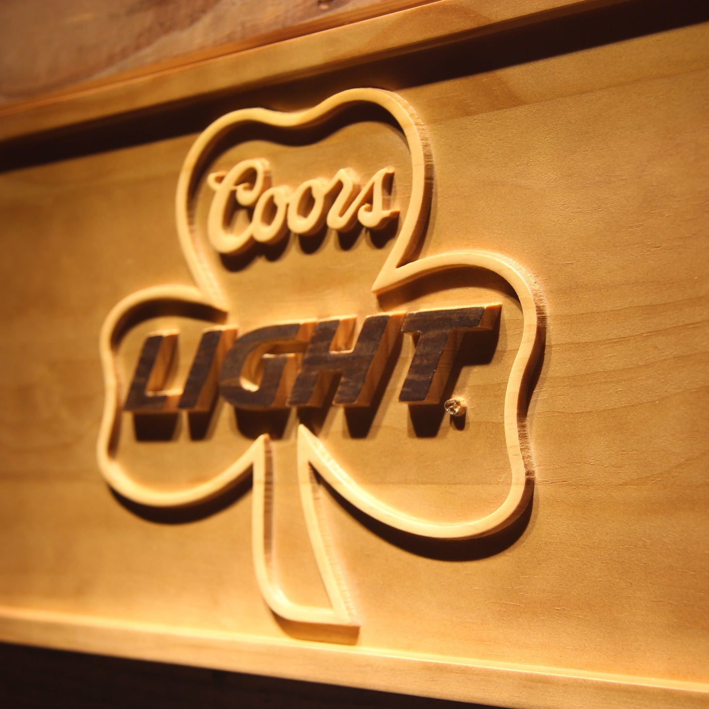 Coors Light Shamrock 3D Wooden Bar Signs by Woody Signs Co. - Handmade Crafted Unique Wooden Creative