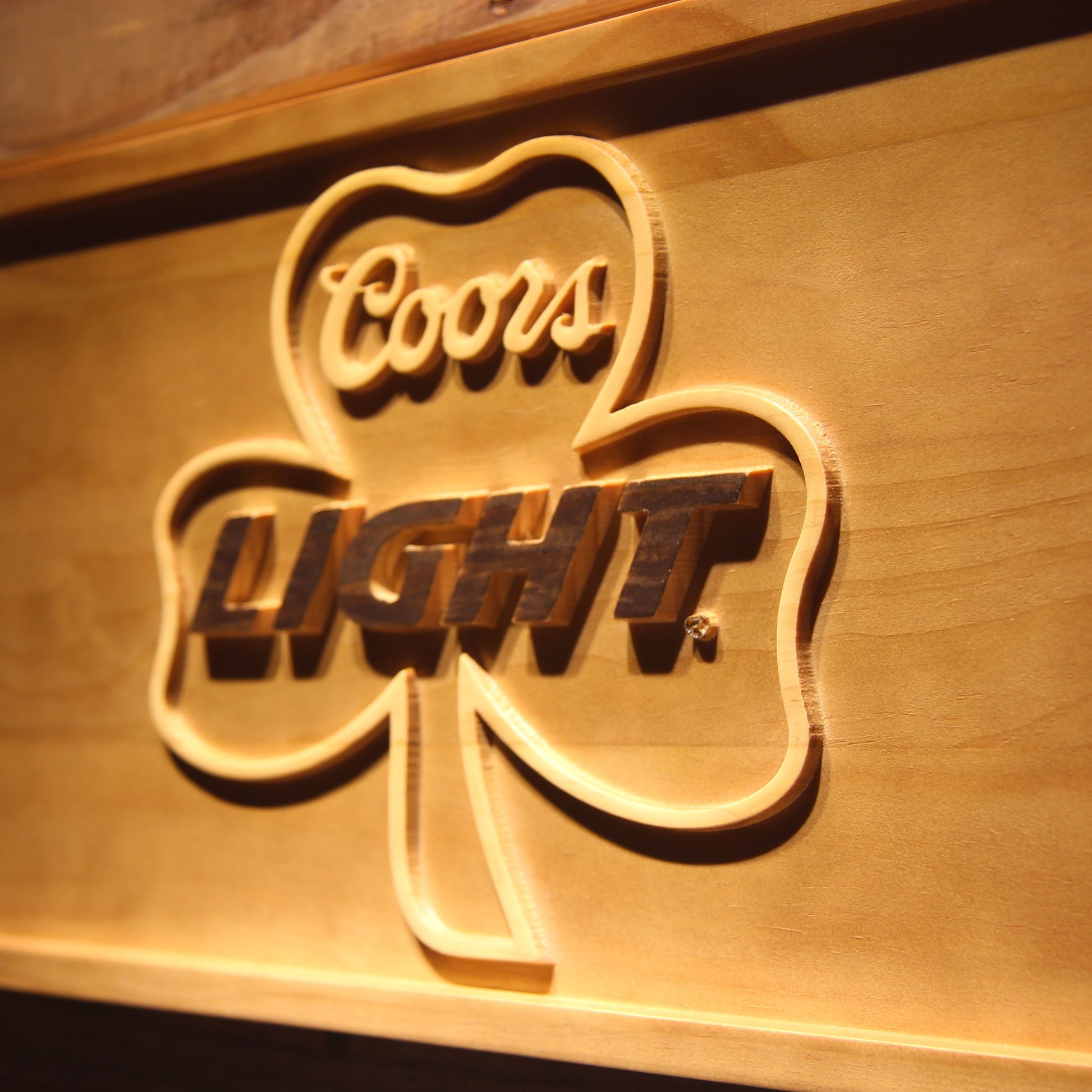 Coors Light Shamrock  3D Wooden Bar Signs by Woody Signs Co. - Handmade Crafted Unique Wooden Creative