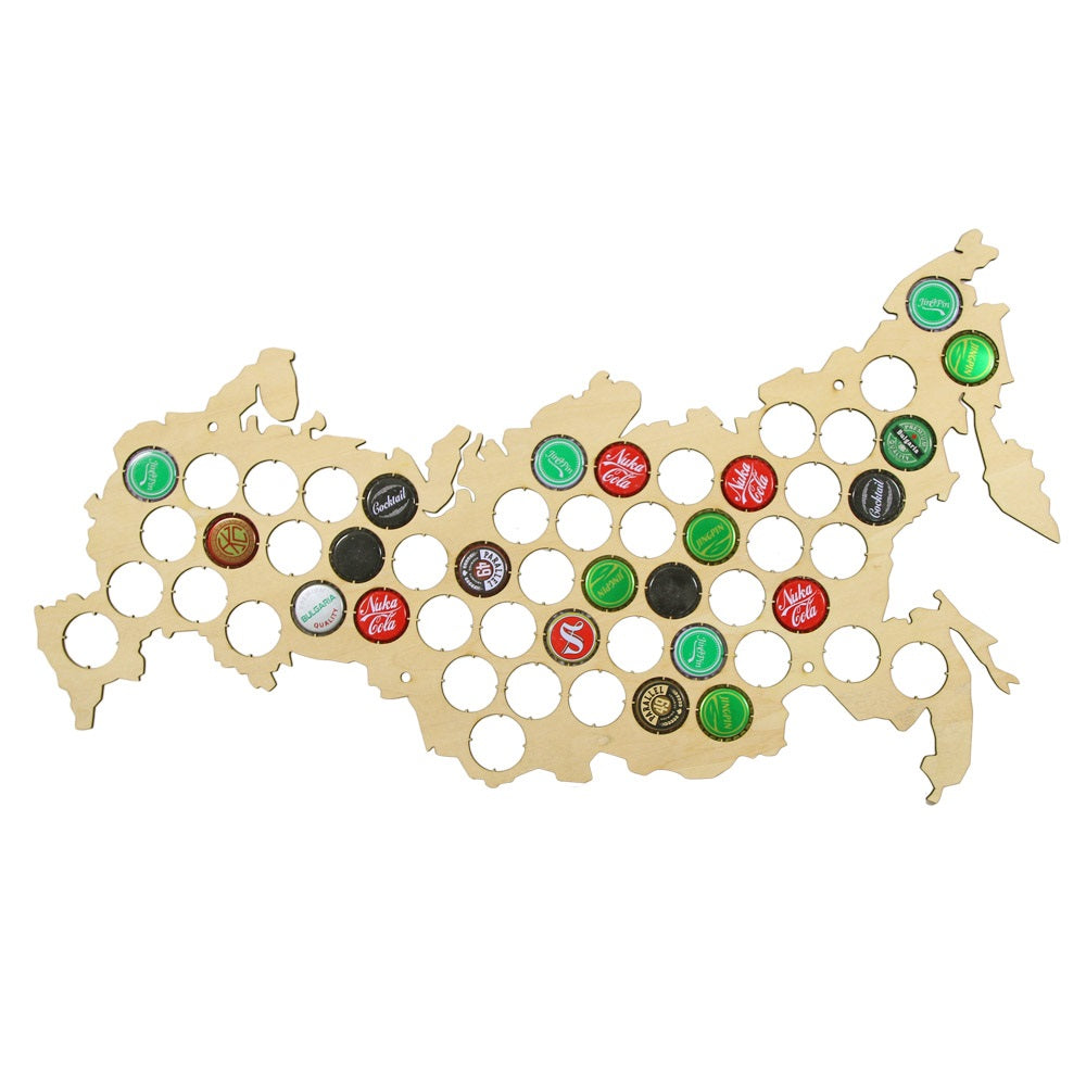 Creative Wooden Cap Maps Bottle Caps Map of Russia Board Wall Art For Cap Collector Drinker by Woody Signs Co. - Handmade Crafted Unique Wooden Creative