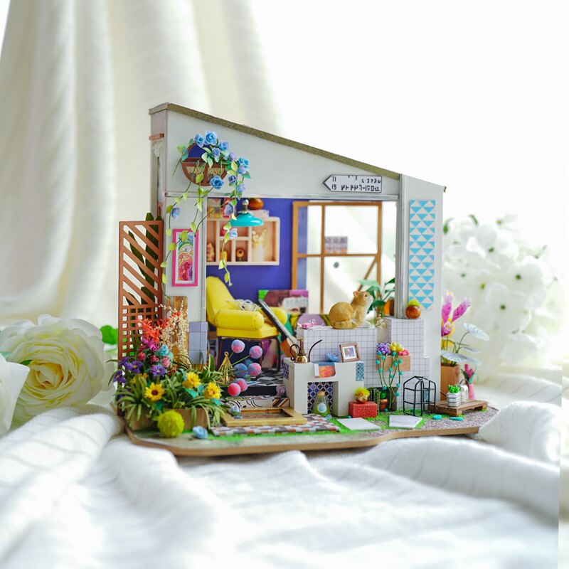 New DIY Lily's Porch with Furniture Miniature Wooden Doll House DG11 (Lily porch) by Woody Signs Co. - Handmade Crafted Unique Wooden Creative