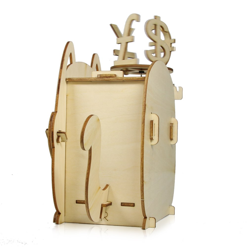 Solar Fortune Cat Money Bank Wooden DIY Toys Eco-friendly DIY Assemble Toys Novelty Gifts For Children Kids by Woody Signs Co. - Handmade Crafted Unique Wooden Creative