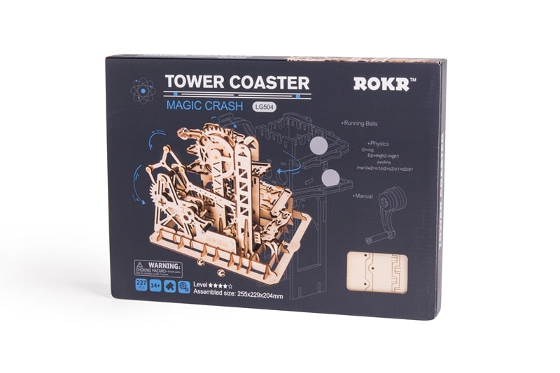 DIY Tower Coaster Magic Creative Marble Run Game Wooden Assembly Gift for LG504 by Woody Signs Co. - Handmade Crafted Unique Wooden Creative