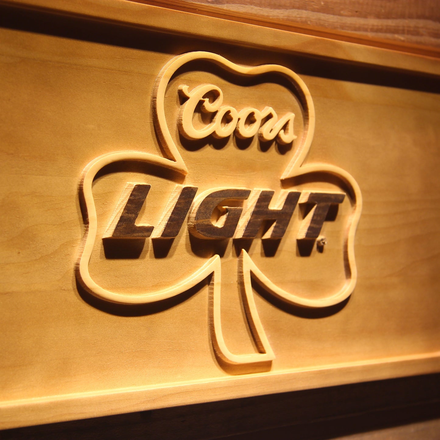 Coors Light Shamrock 3D Wooden Bar Signs by Woody Signs Co. - Handmade Crafted Unique Wooden Creative